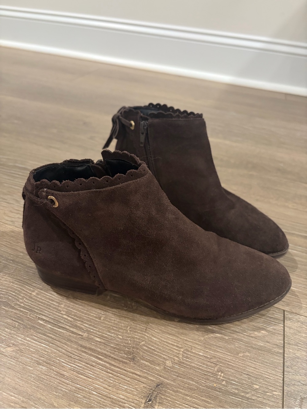 Jack Rogers Women’s Brown Suede Ankle Boots - Scalloped Edge